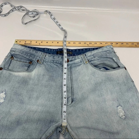 X Ray Mens Jeans 38 Blue Light Wash  Distressed Straight‎ Leg 100% Cotton  H08 - Picture 9 of 11